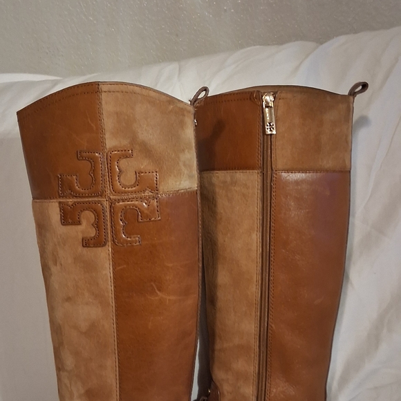 Tory Burch Lizzie Tan Leather Riding Tall Boots Size 8M - Picture 7 of 16